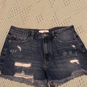 KanCan Dark Blue Distressed Jean Shorts